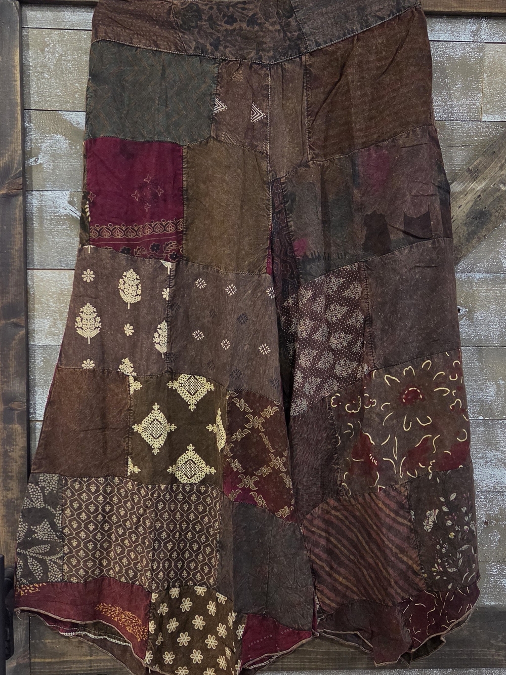 Jaded Gypsy Patchwork Pants.  Wude Leg.  138 Retail
